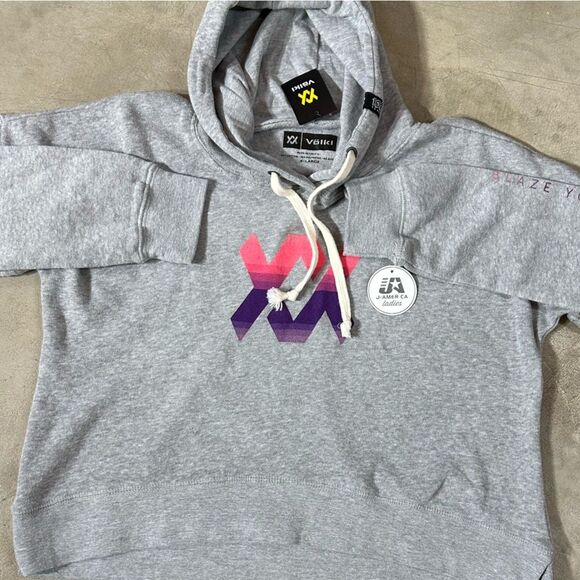 VÖLKL W'S CROP HOODIE Womens Size XL NWT Gray Lightweight Pullover Sweatshirt - Picture 11 of 11